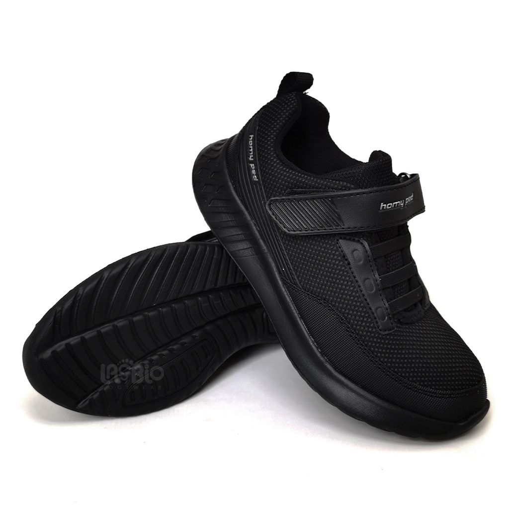 Homyped - Lucio 02 Sepatu Sekolah Anak Warna Hitam All Black