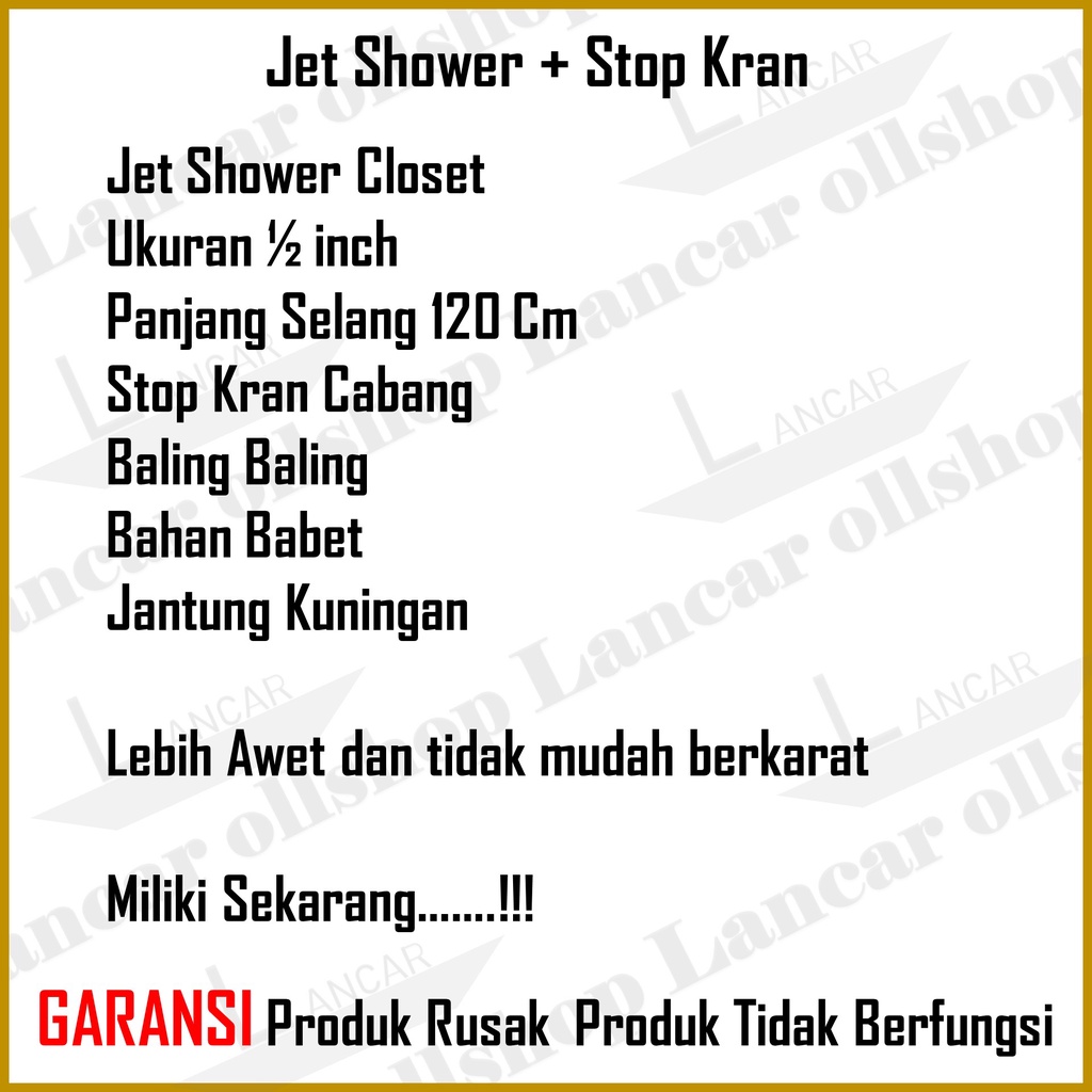 Jet Shower Stop Kran Keran Kloset Toilet Closet Cebok WC Semprotan Duduk Kamar Mandi 1 Set