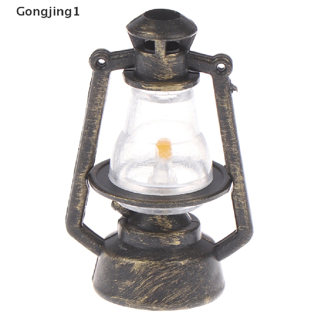 Gongjing 1pc Mainan Miniatur Lampu Minyak Tanah Retro Skala 1: 12 1: 6 Untuk Aksesoris Rumah Boneka