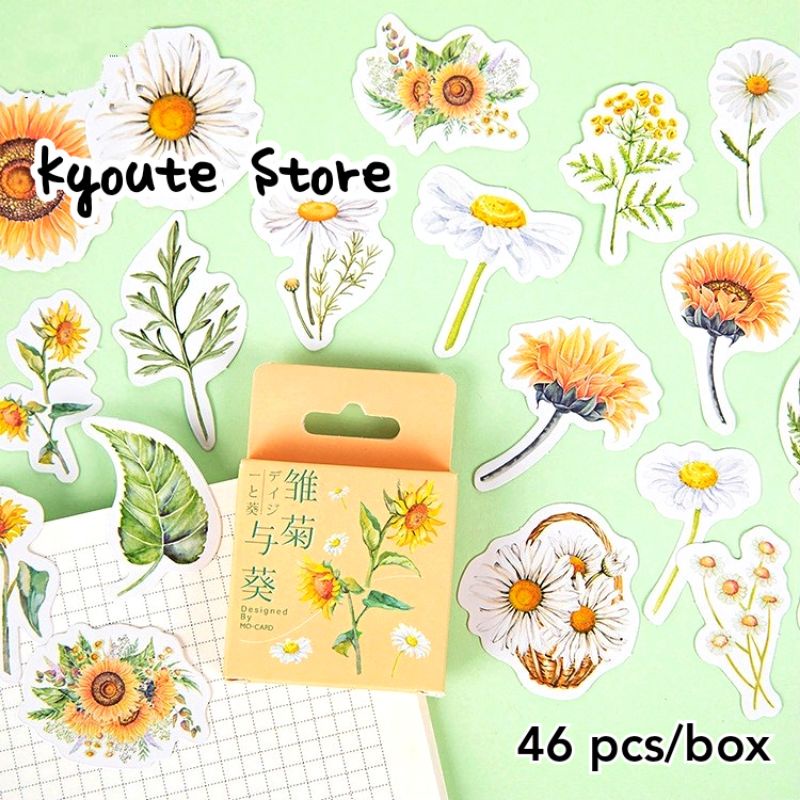 46pcs Lovely Paper Flower Stickers DIY Journal Diary Scrapbooking Stationery