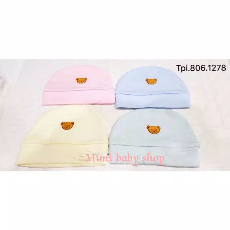 topi bayi katun polos warna 0 - 3 m / Topi bayi new born kain lembut