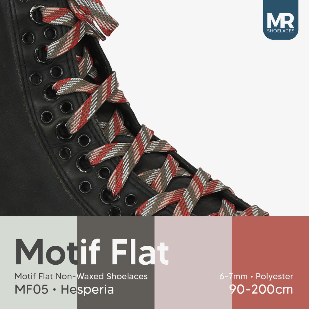 MR Shoelaces MF05 Hesperia Tali Sepatu Motif Flat Gepeng 90-200cm Lebar 6-7mm - Premium Shoelace