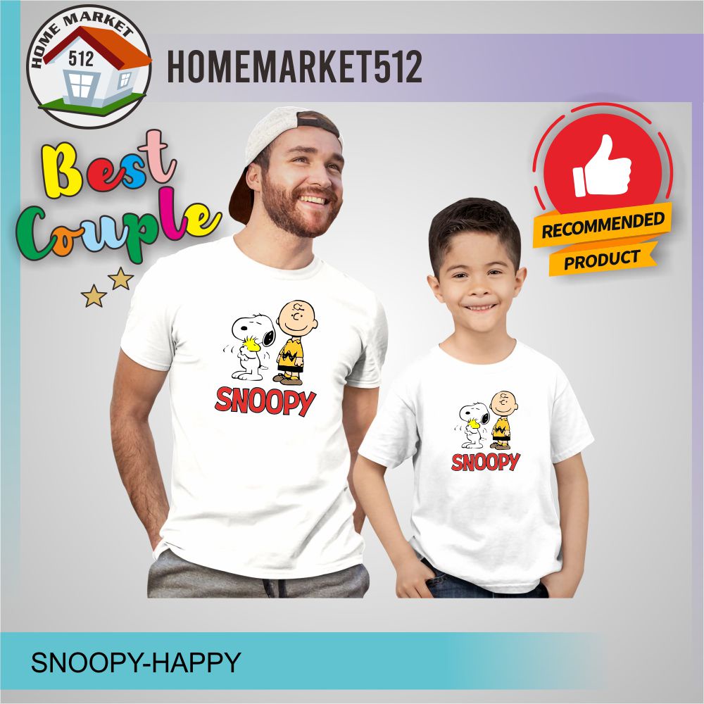 Kaos Anak Baju Couple Keluarga Kaos Pasangan Snoopy Happy| Homemarket512