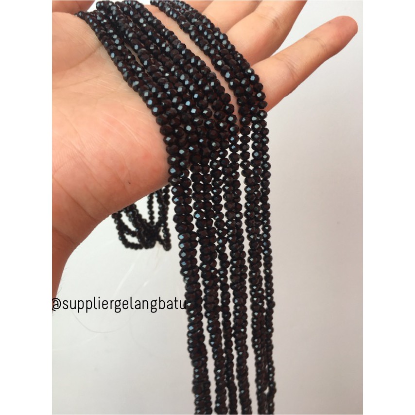 Crystal Ceko Doft 4mm hitam bahan aksesoris beads manik donat rondel kristal manik perhiasan emas