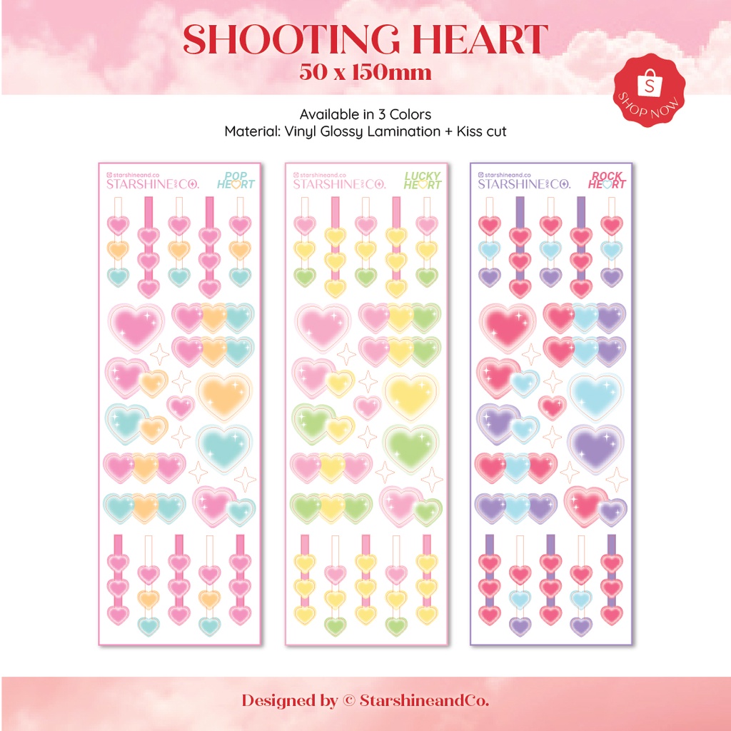 

[starshineandco.] Shooting Heart Deco Sticker Kiss Cut Planner Kpop Polco