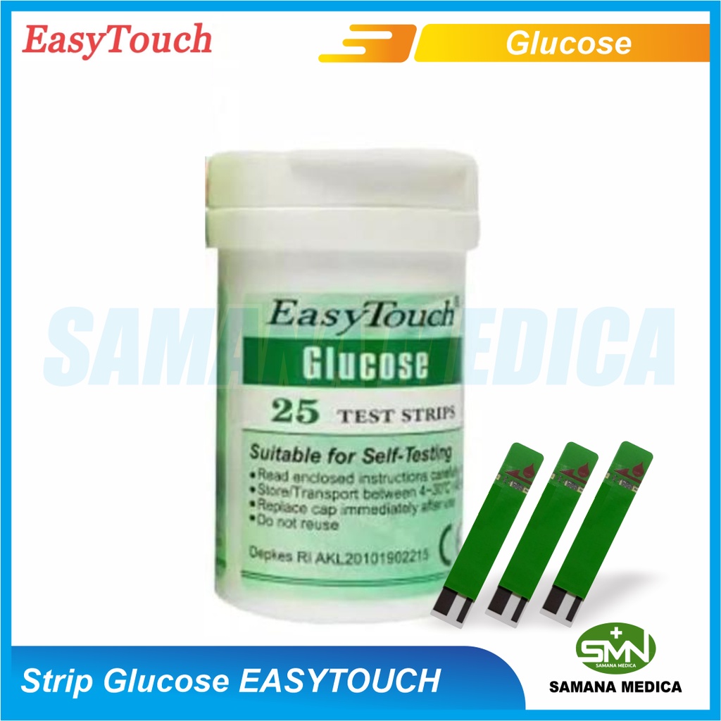 Easytouch Strip Glukosa Tes Gula Darah isi 25 pcs Refill Stik Easy Touch GCU 3 in 1 Dengan Chip FREE PAKING KARTON