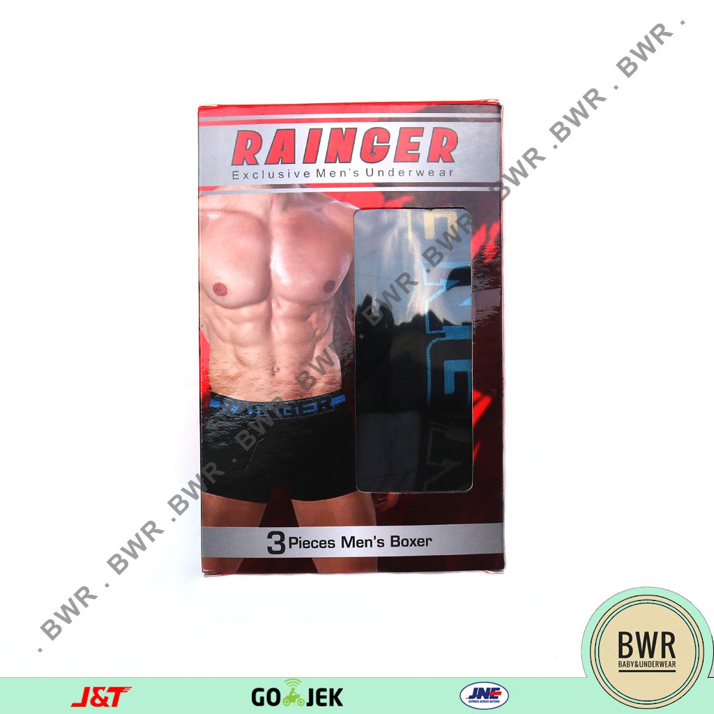 3 pc - BOXER RAINGER MERAH [ II J1 - L1 ] Celana Dalam Pria Boxer RG 08 karet tebal