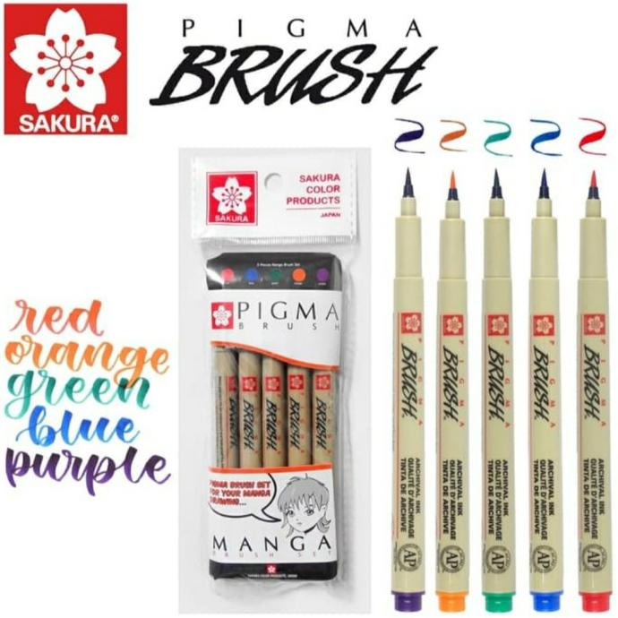 

Sakura Pigma Brush Pen Colors Set 5 ( Pigma Manga Set )