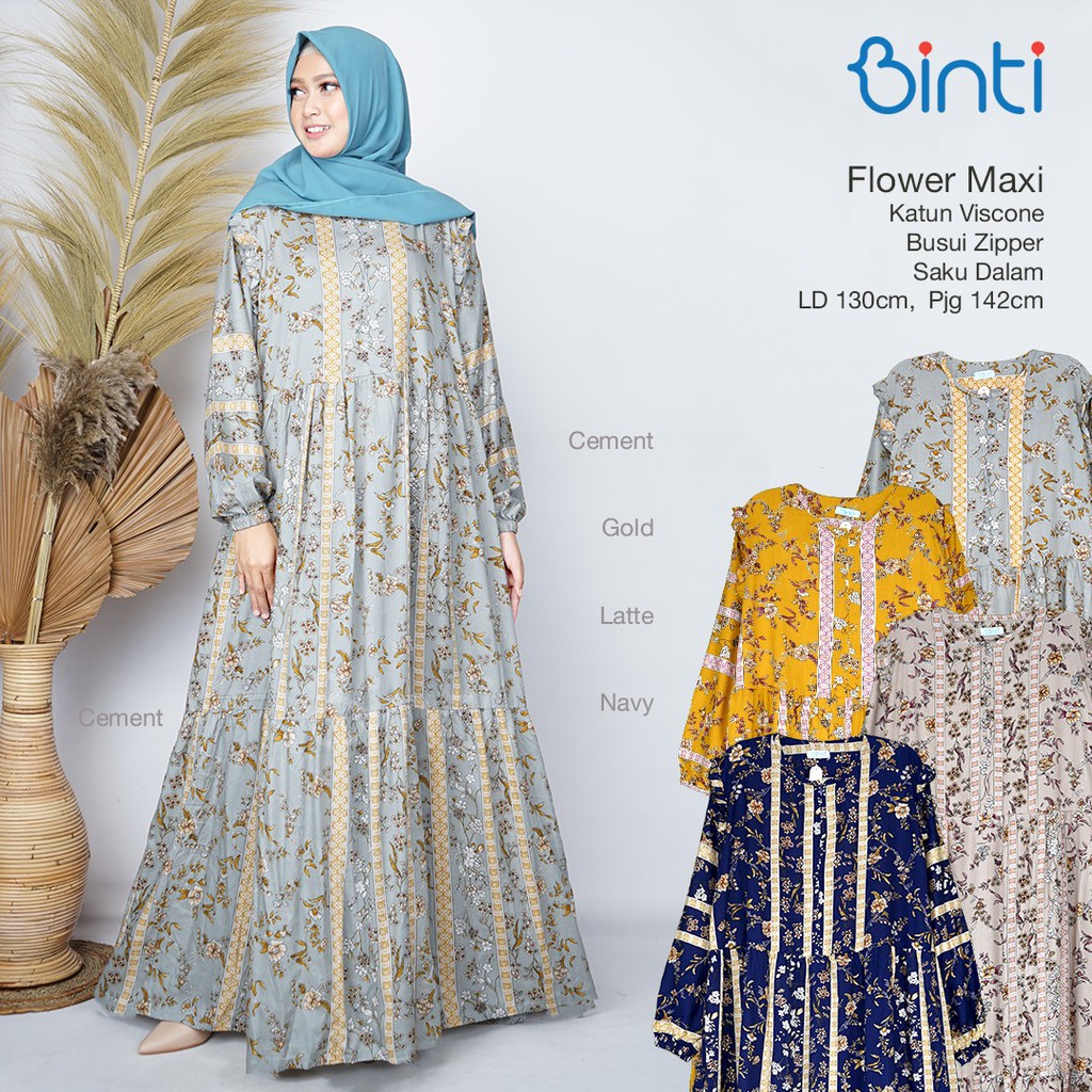 Enter Flower Maxi Big Size Dress Jumbo Gamis Jumbo Motif Bunga mekar