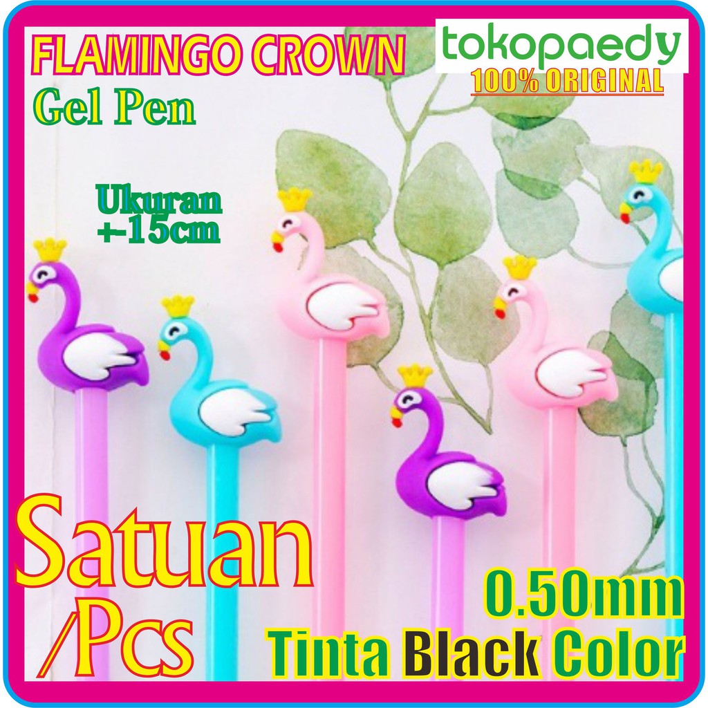 

Pulpen Gel Karakter FLAMINGO CROWN /Unik Lucu /Souvenir /Tinta Gel BLACK 0.5mm ORIGINAL Gel Flamingo