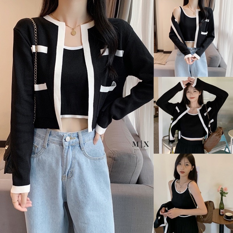 CARDIGAN OUTER KNIT ONE SET IMPORT WANITA MX949