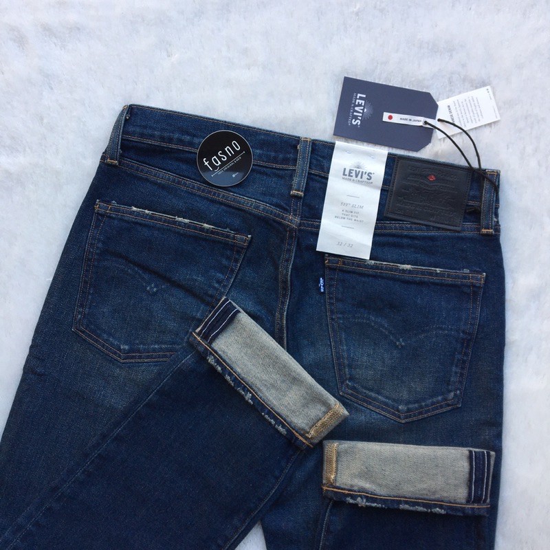 Original 511 SLIM MADE IN JAPAN LEVIS MADE & CRAFTED Big E “Selvedge ACCENT” , Dark Blue.