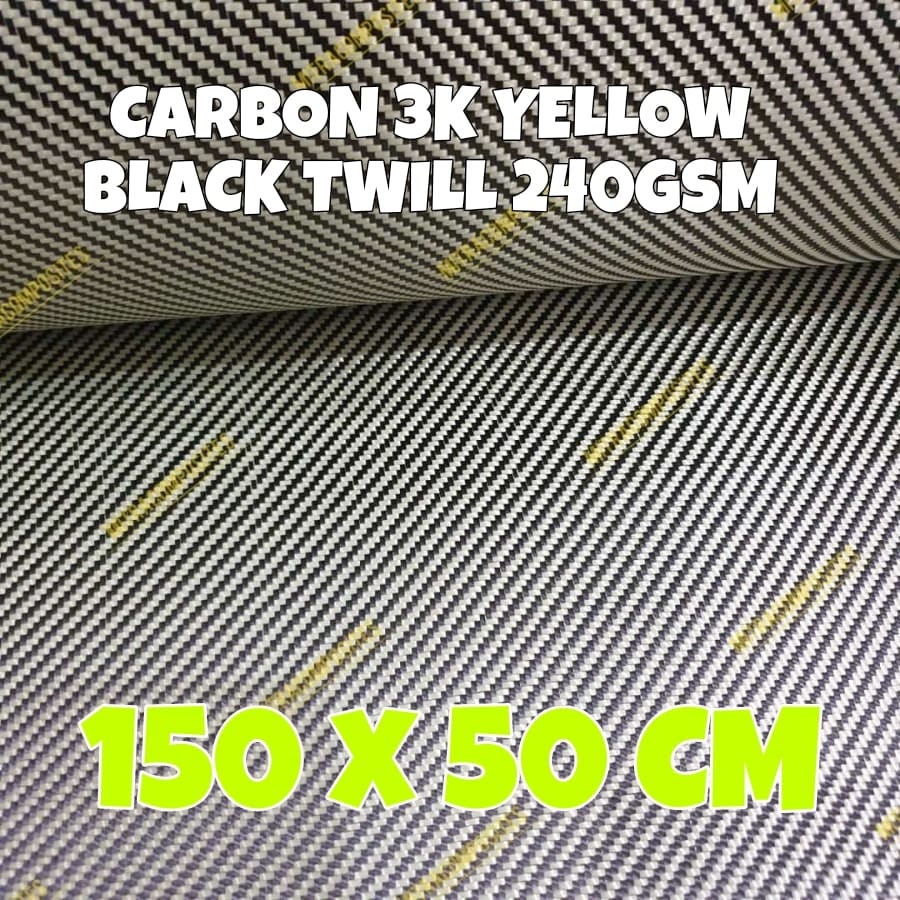 Serat 3K Carbon Karbon Kevlar Hybrid Fiber Fabric Twill 240 gram