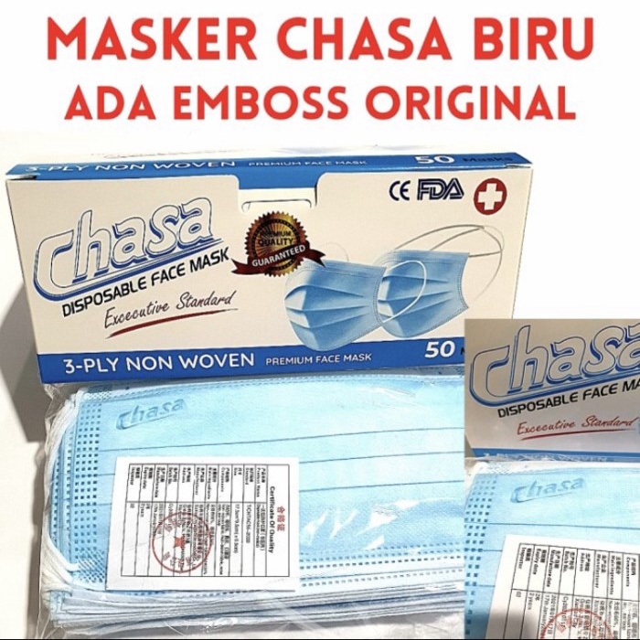 Masker Medis 3 PLy isi 50 Pcs Embos Chasa Murah Promo