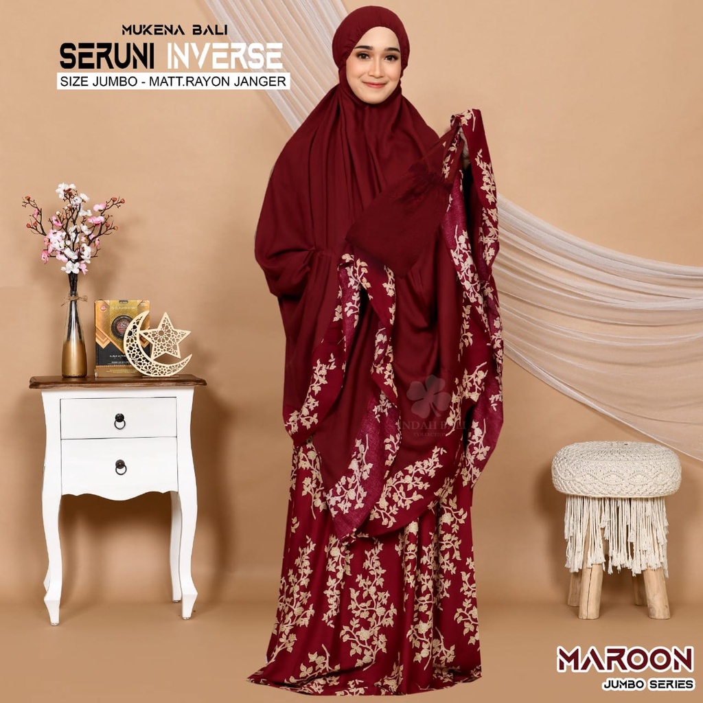 Mukena Bali seruni Jumbo-marun invers jumbo