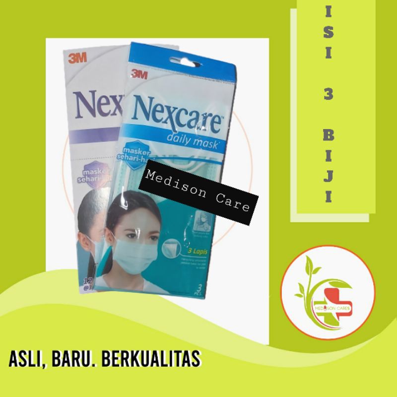 masker nexcare 3m earloop 3ply original | isi 3pieces