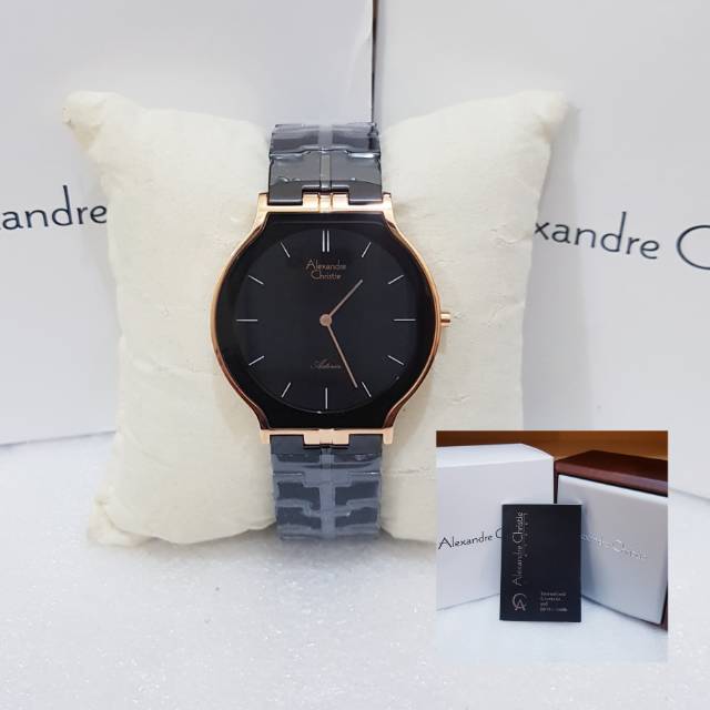 ALEXANDRE CHRISTIE AC 8603 BLACK ROSEGOLD JAM TANGAN PRIA ORIGINAL
