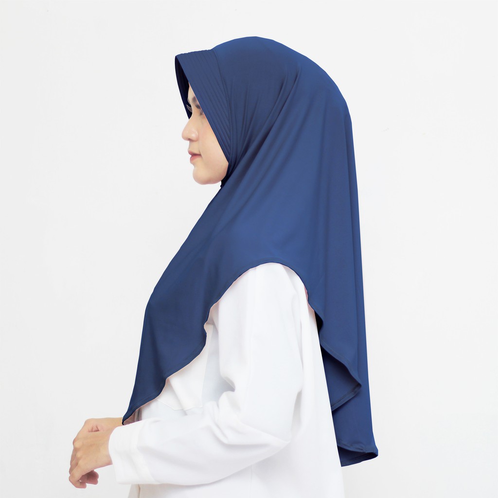 SHA - Jilbab Instan Khimar Jersey Pinguin Premium-Navy