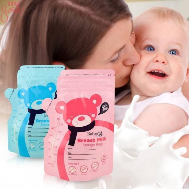 1234OS Kantong Asi Baby Age 250 ML (30 Pcs) Double Zipper / Breastmilk Storage Bag