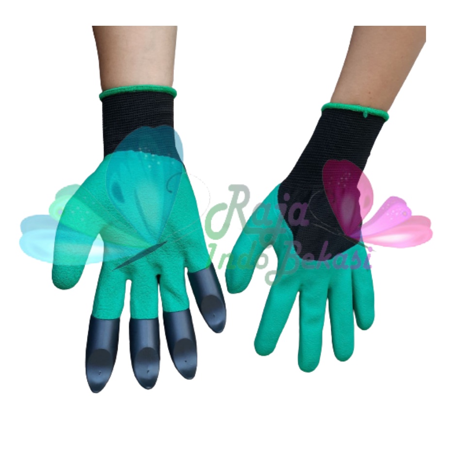 Rajaindobekasi Sarung Tangan Berkebun Cakar Safety Glove Latex Sarung Tangan Cakar Gali Tanah Berkebun Taman Claw Garden Gloves Garden Genie Box Sarung Tangan Bekebun Tebal Hitam Anti Air Anti Duri