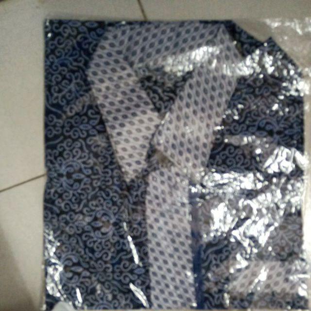 Kemeja Batik Pria/hem Batik Pria/baju Batik Modern Pria Ii Motif Mocca Biru Ii Pbi