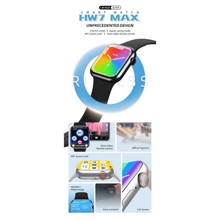 HW8 HW7 Max Smartwatch 1.99 inch Always On Display NFC Bluetooth Call HW 7 Max Smart Watch