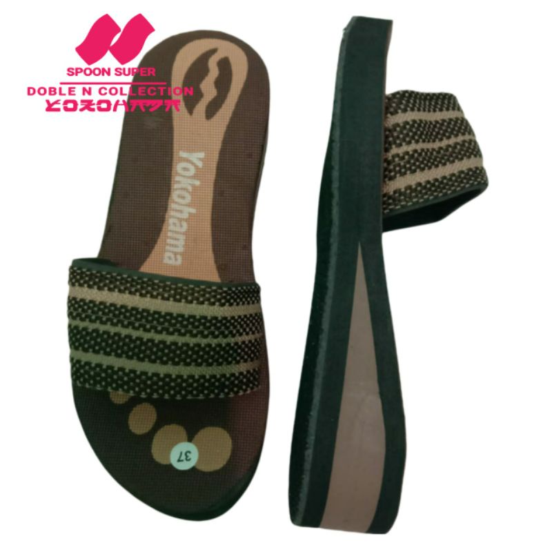 sendal slip on mules slop kokop spon super wanita yokohama sandal kokop slip on wanita spon murah, sendal wanita spon cantik model terbaru