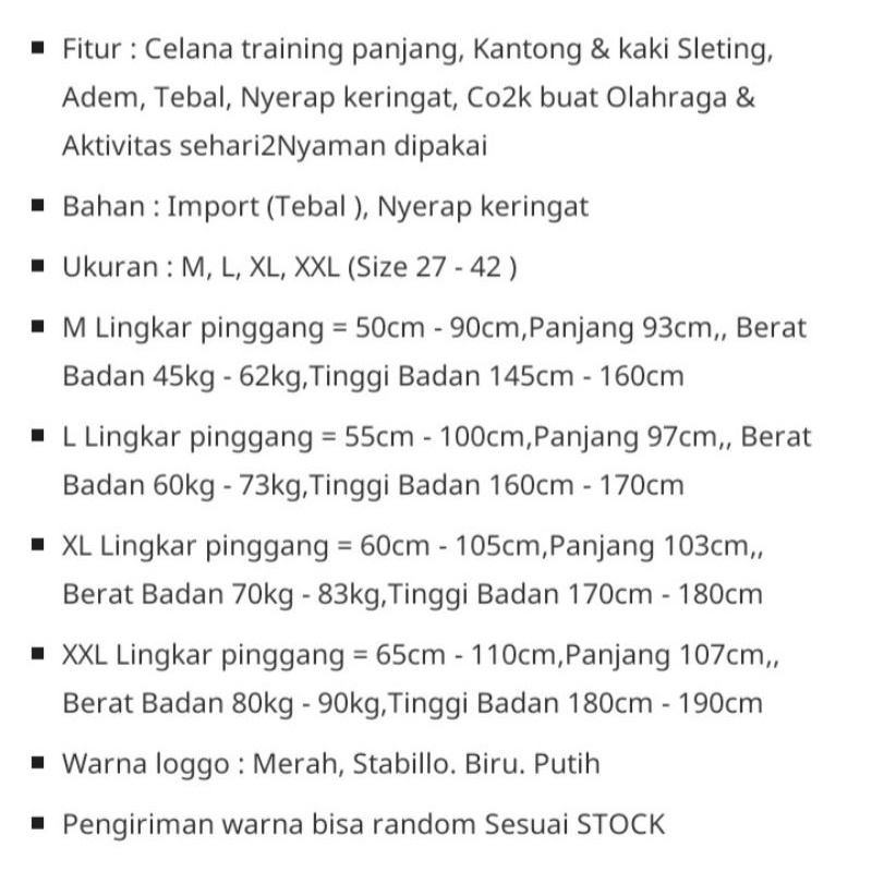 Celana Treaning/Celana Sport/Celana Olahraga/Celana Panjang Berkualitas