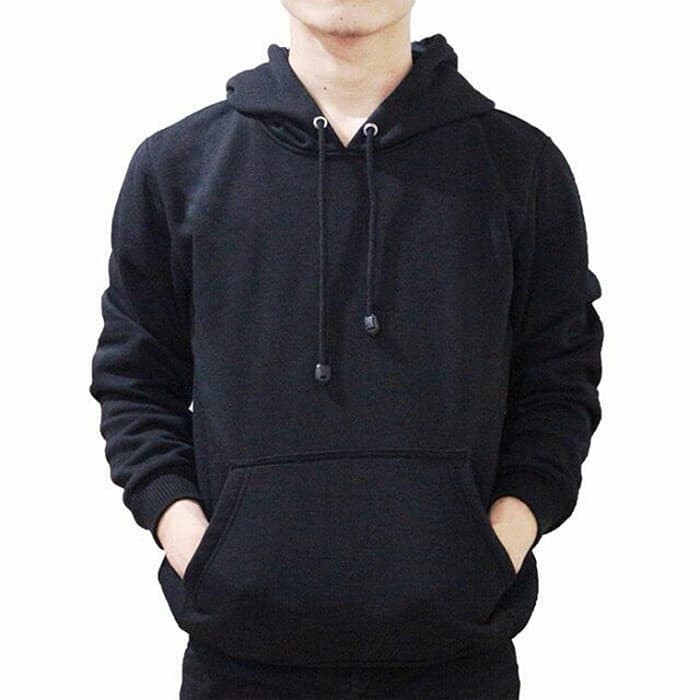 jaket polos jumper S,M,L,XL,XXL hitam pria wanita hoodie