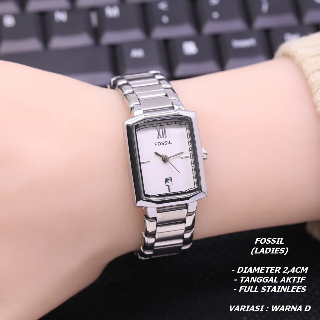 JAM TANGAN WANITA FASHION RANTAI SEGI TANGGAL AKTIF