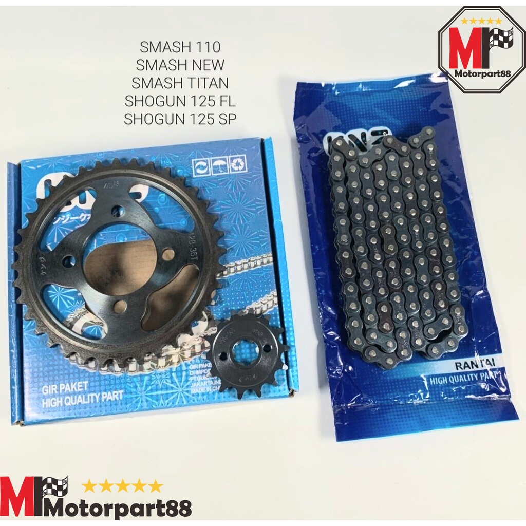 GEAR PAKET GIR SET SMASH 110 NEW SHOGUN 125 FL SP 14T36T 428H 104L KNZ