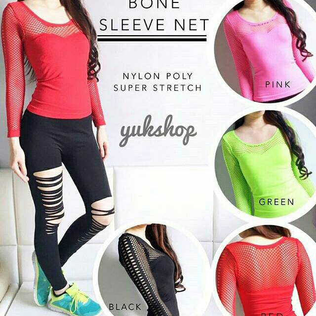 BONE SLEEVE SET- BAJU OLAHRAGA WANITA- BAJU SENAM AEROBIK ZUMBA YOGA FITNES IMPORT MURAH BAGUS KEREN