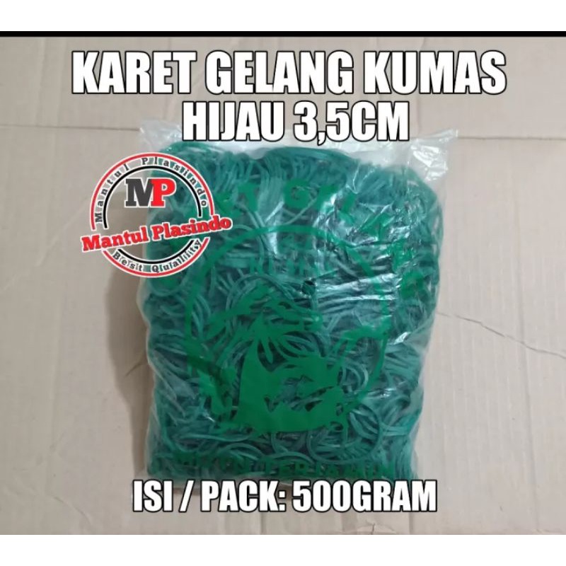 isi-/+500gram Karet Gelang Kumas Hijau 3,5cm