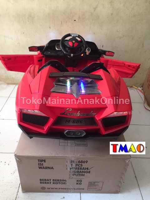 Mobil Aki Mainan Anak Lambrado Lamborghini PMB M6869 2 Anak Remote M 6869 Murah-3