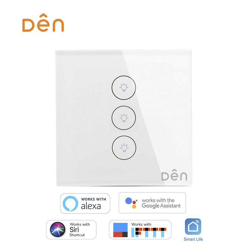 

DEN Smart Home WiFi Touch Wall Switch 3-gang for Home Automation (Alexa/Google Home/Smart Life)