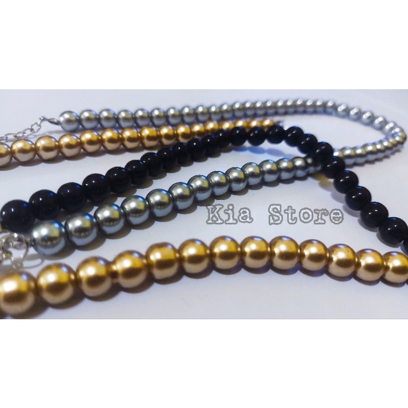 KIA STORE-Kalung mutiara pearl nacklace Wanita&amp;pria/ American style korea/Kalung mutiara Choker/Kalung rantai/kalung viral/Fashion wanita pria