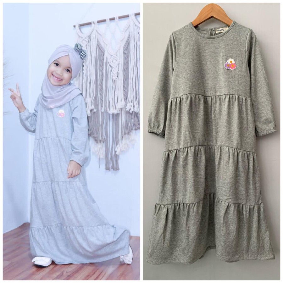 Gamis Anak Perempuan/ Baju Anak Perempuan Umur 1-10 Tahun - Abu