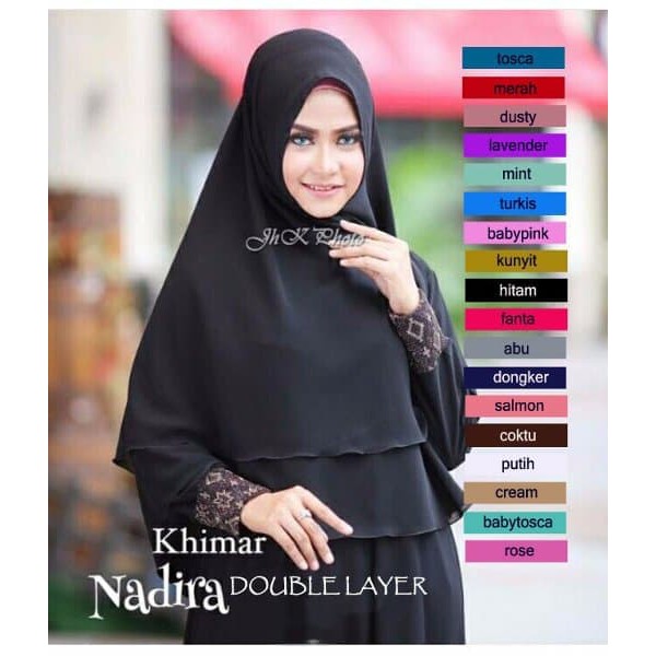 Jilbab Polos Hijab Instan Kerudung 2 Layer Non Pet Khimar Ceruti Sifon
