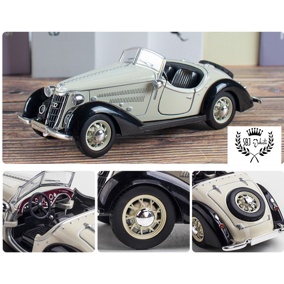 DIECAST miniatur MOBIL AUDI WANDERER W25K ROADSTER 1936 SKALA 1:32