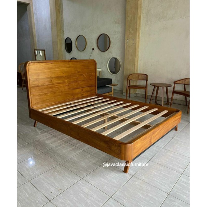 DIPAN TEMPAT TIDUR VINTAGE DIVAN MINIMALIS RANJANG ANAK KAYU JATI FINISHING NATURAL UKURAN 120,160,180-1