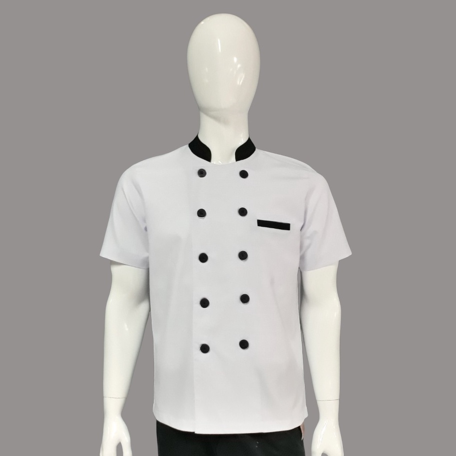 Chef Wear Baju Koki Putih Lengan Pendek Bbk S-XL