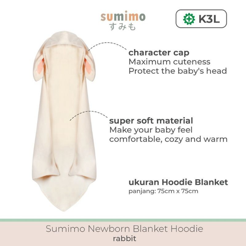 Sumimo Baby Blanket Hoodie / Selimut Topi Karakter Super Soft