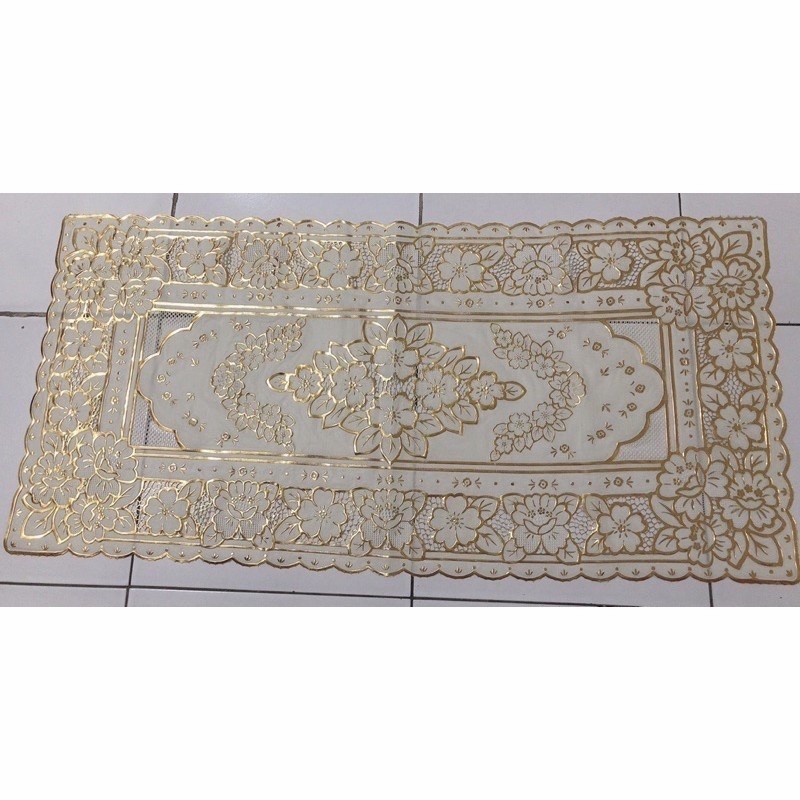 Taplak Meja Tamu Gold Motif Anti Air Ukuran P=80 cm ,L=40 cm