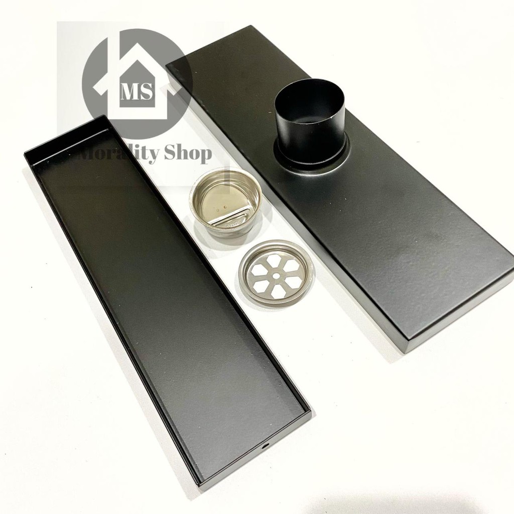 Saringan Got 30cm Stainless 304 Minimalis Hitam T93/F92 - Smart Drain Floor Tile Drain BLack