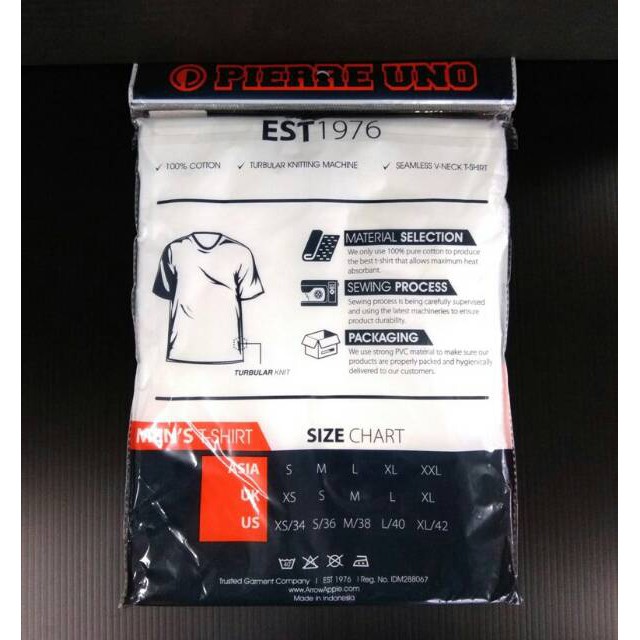 Kaos Dalam Pria PIERRE UNO PU-T02 V-NECK Putih ISI Pcs