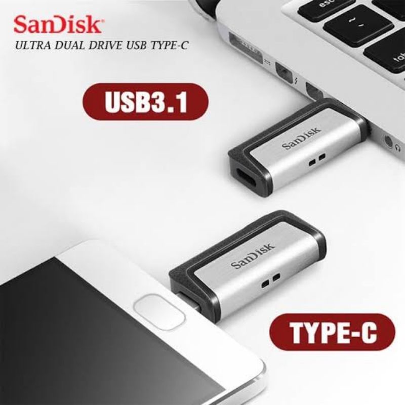 DUAL USB DRIVE TYPE C FLASHDISK SANDISK 16GB/ 32GB/ 64GB/ ORIGINAL SANDISK SPEED 150Mbps