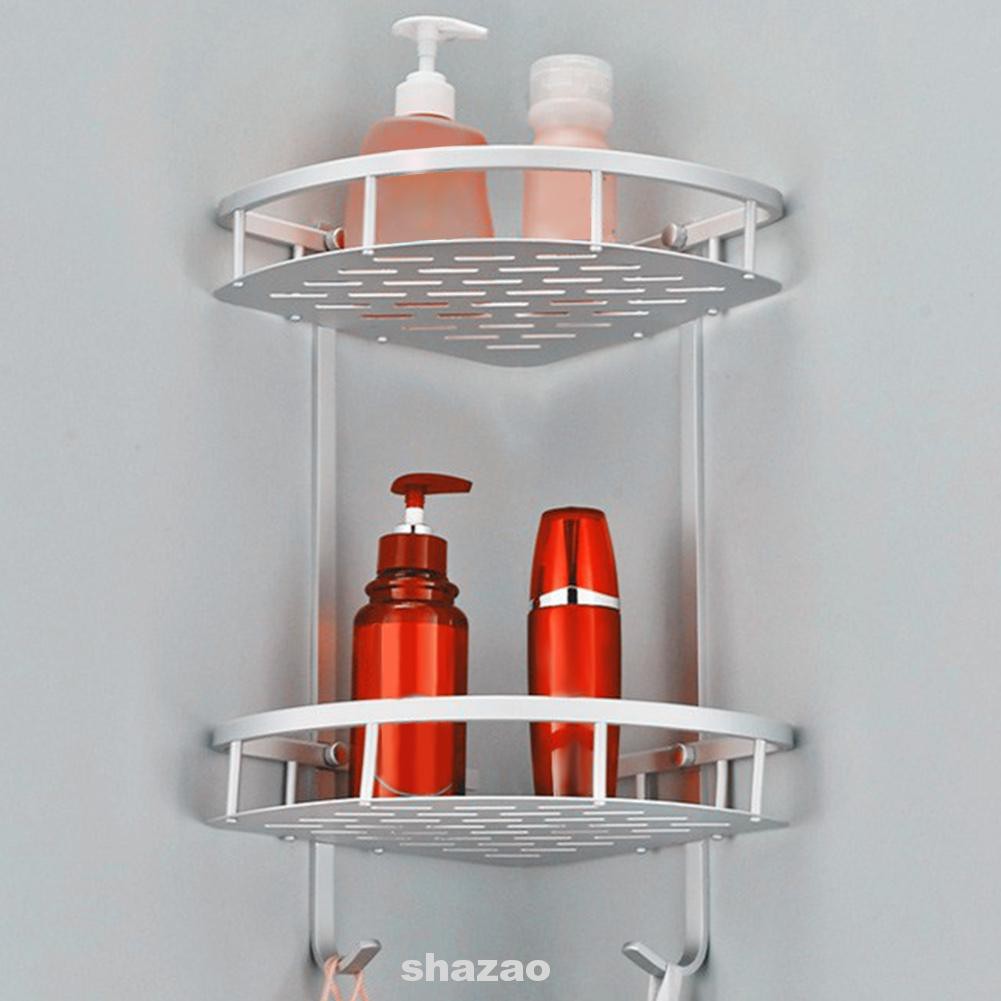 Easy Install Drill Free Soap Triangle Aluminum Wall Mounted Bathroom Shelf Shopee Indonesia