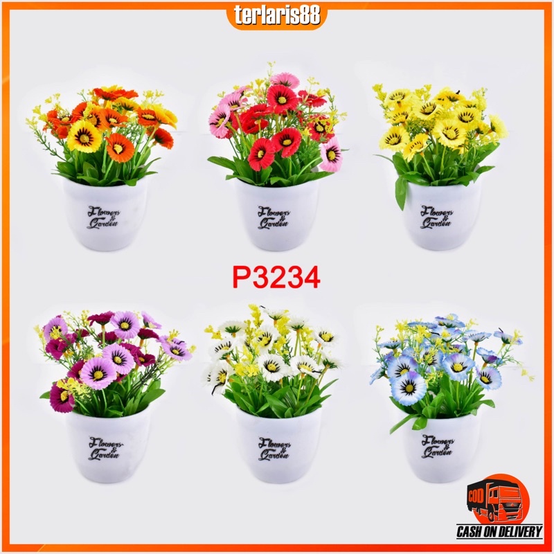 TANAMAN BUNGA HIAS POT TANAMAN HIAS DEKORASI RUMAH DAN BUNGA PLASTIK P3234
