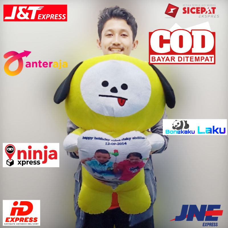 Boneka BTS 21 Chimmy(kuning) Jumbo Ukirnama/Lovefoto