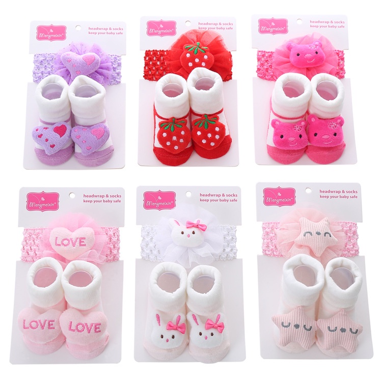 Set Kaos Kaki dan Bandana Bayi Newborn Import Victori Baby Set 2in1